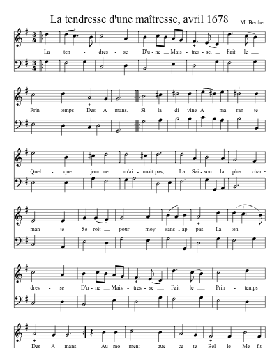 La tendresse d'une maîtresse, avril 1678