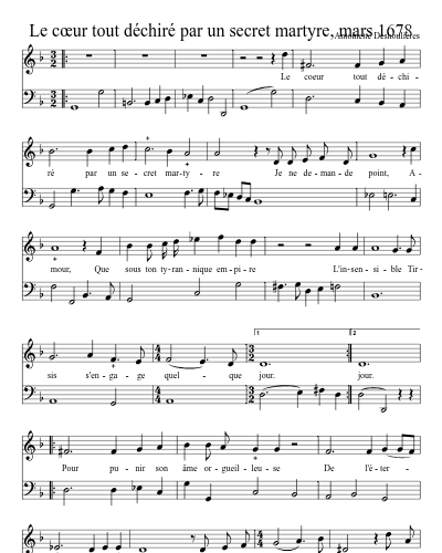 Le cœur tout déchiré par un secret martyre, mars 1678