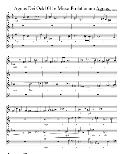 Agnus Dei Ock1011e Missa Prolationum Agnus