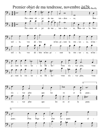 Premier objet de ma tendresse, novembre 1679