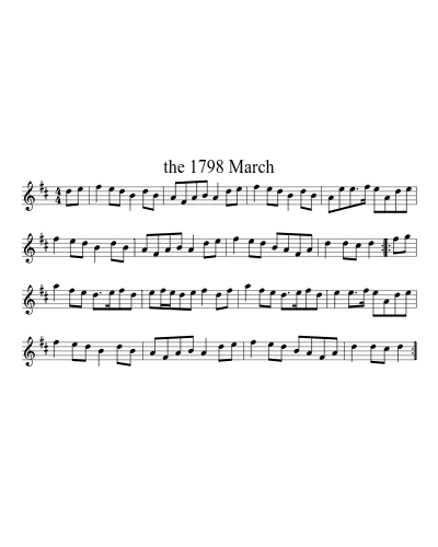the 1798 March sheet music preview