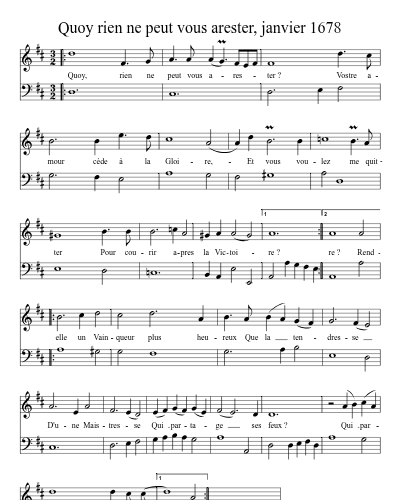 Quoy rien ne peut vous arester, janvier 1678
