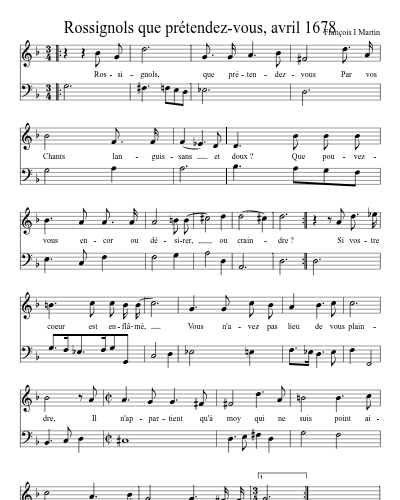 Rossignols que prétendez-vous, avril 1678