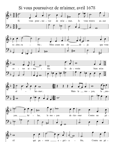 Si vous poursuivez de m'aimer, avril 1678