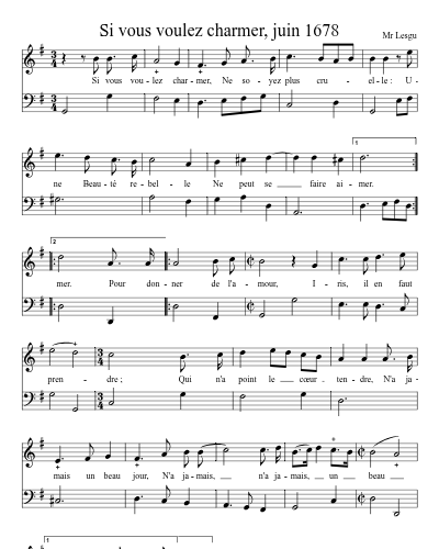 Si vous voulez charmer, juin 1678