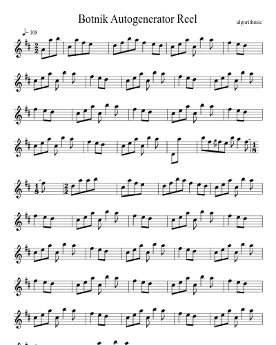 Botnik Autogenerator Reel sheet music preview