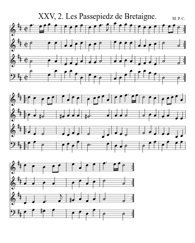 XXV, 2. Les Passepiedz de Bretaigne.