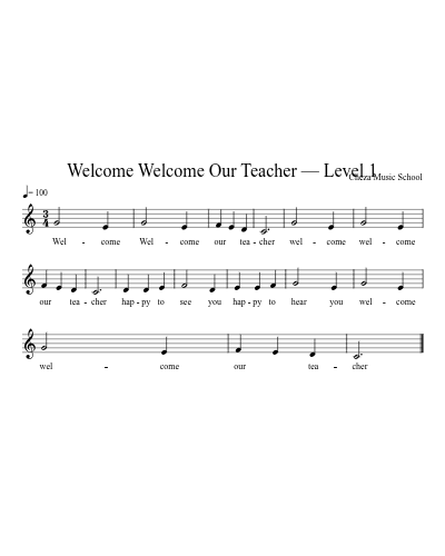 Welcome Welcome Our Teacher — Level 1 preview