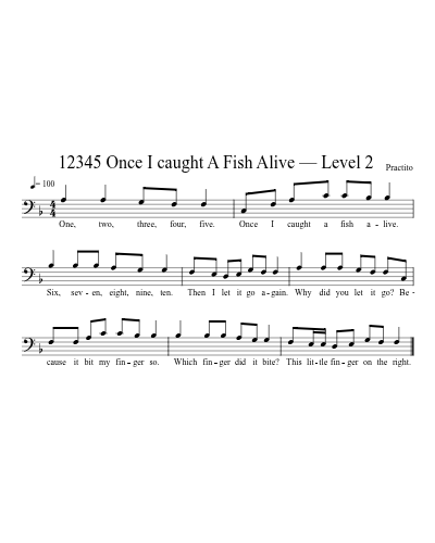 12345 Once I caught A Fish Alive — Level 2 preview