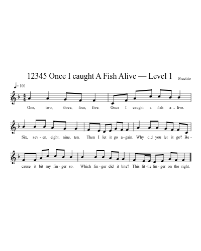 12345 Once I caught A Fish Alive — Level 1 preview