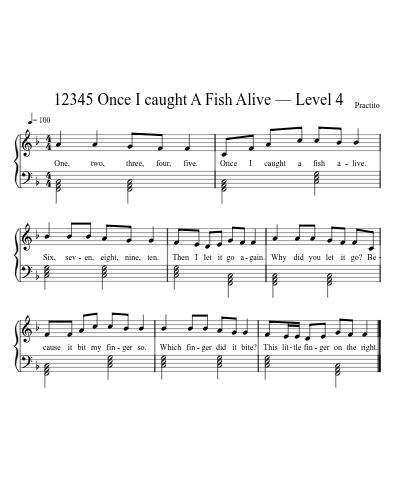 12345 Once I caught A Fish Alive — Level 4 preview