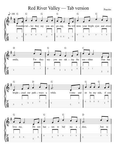 Red River Valley — Tab version preview