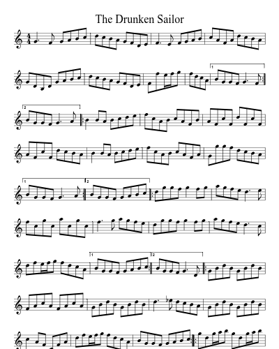 The Drunken Sailor sheet music preview