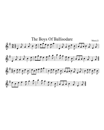 The Boys Of Ballisodare sheet music preview