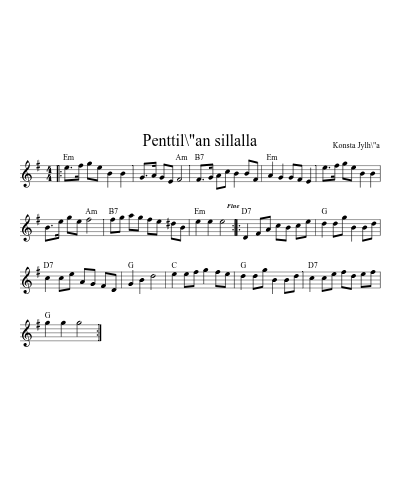 Penttil\"an sillalla