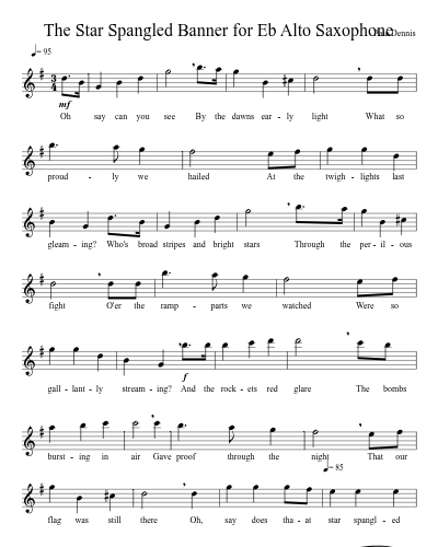 The Star Spangled Banner for Eb Alto Saxophone preview