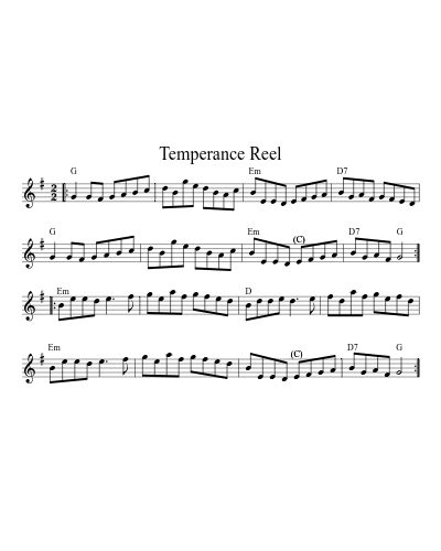 Temperance Reel (Version 2) sheet music preview