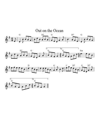 Out on the Ocean (Version 6) sheet music preview