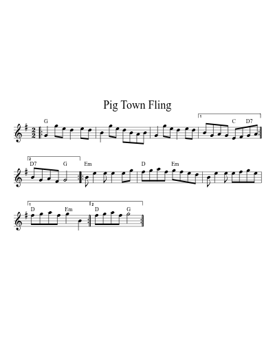 Pig Town Fling (Version 2) sheet music preview