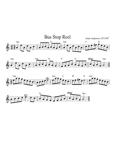 Bus Stop Reel (Version 2) sheet music preview