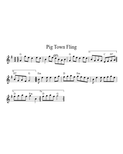 Pig Town Fling (Version 3) sheet music preview
