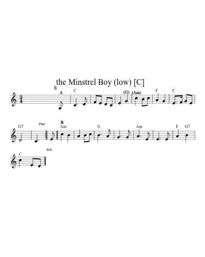 the Minstrel Boy (low)   [C]