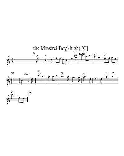 the Minstrel Boy (high)   [C]