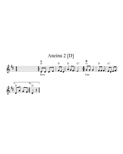 Aneinu 2  [D] sheet music preview