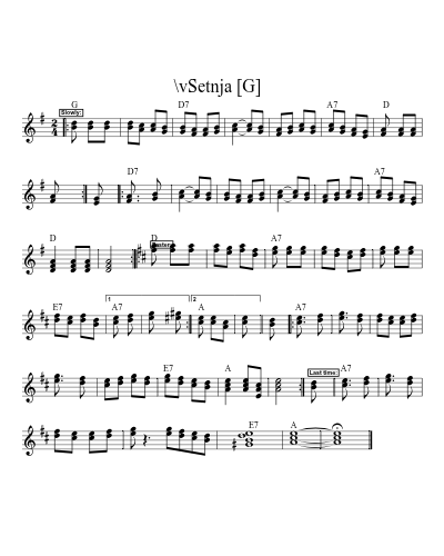 \vSetnja   [G] sheet music preview