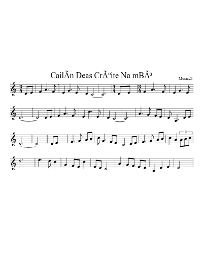 CailÃ­n Deas CrÃºite Na mBÃ³ sheet music preview