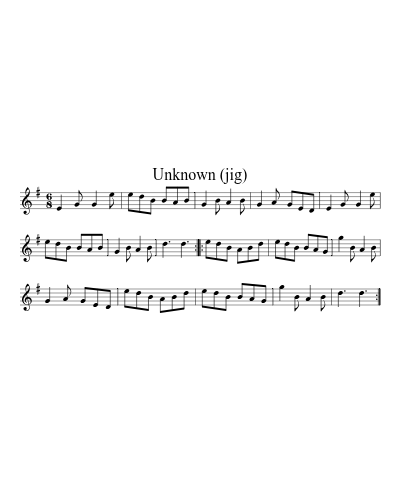 Unknown (jig) sheet music preview