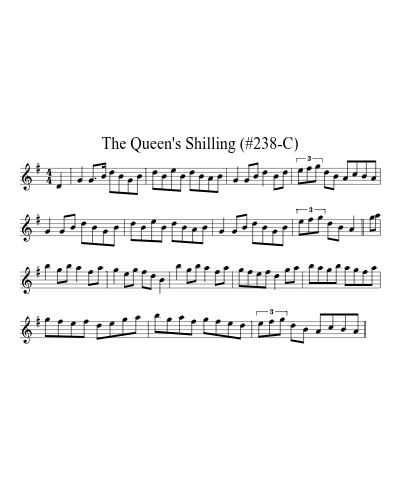 The Queen's Shilling (#238-C) sheet music preview