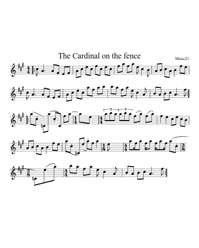 The Cardinal on the fence sheet music preview