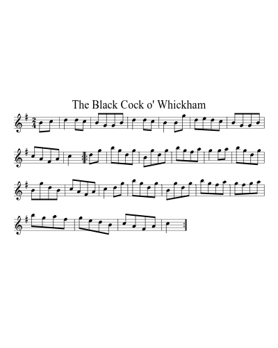 The Black Cock o' Whickham sheet music preview