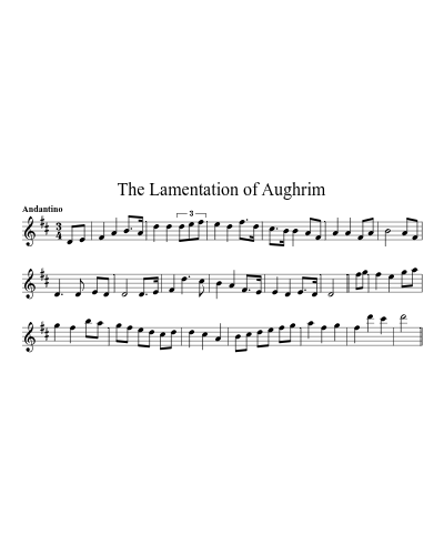 The Lamentation of Aughrim sheet music preview