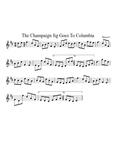 The Champaign Jig Goes To Columbia sheet music preview