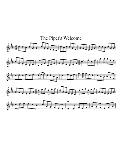 The Piper's Welcome sheet music preview