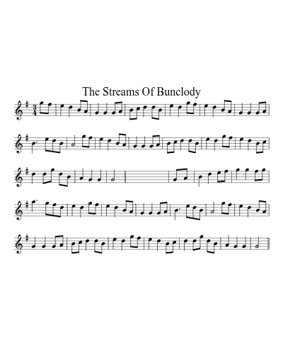The Streams Of Bunclody sheet music preview