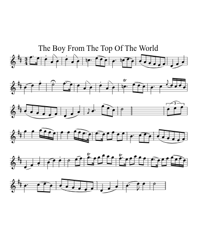 The Boy From The Top Of The World sheet music preview
