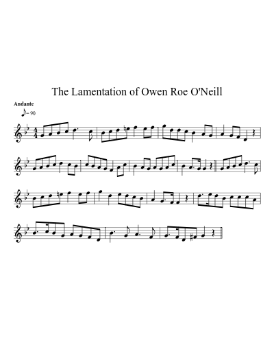 The Lamentation of Owen Roe O'Neill sheet music preview