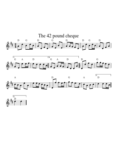 The 42 pound cheque (Version 2) sheet music preview